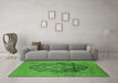 Machine Washable Oriental Green Industrial Area Rugs in a Living Room,, wshurb2460grn