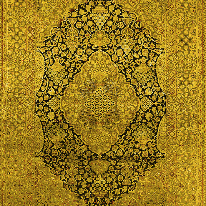 Machine Washable Oriental Yellow Industrial Rug, wshurb2460yw