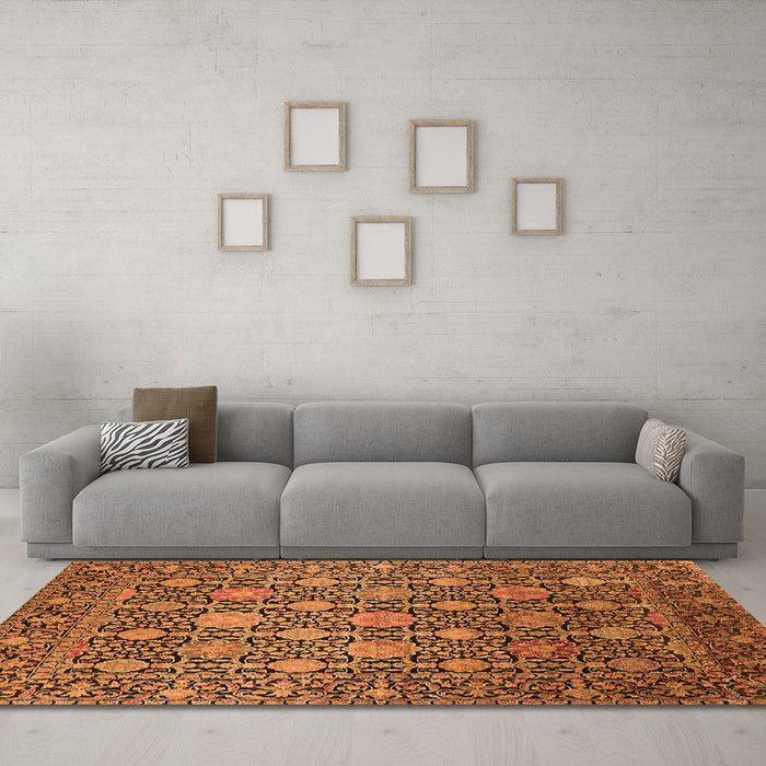 Machine Washable Oriental Orange Industrial Area Rugs in a Living Room, wshurb2461org