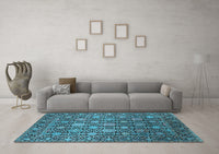 Machine Washable Oriental Light Blue Industrial Rug, wshurb2461lblu