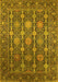 Machine Washable Oriental Yellow Industrial Rug, wshurb2461yw