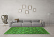 Machine Washable Oriental Green Industrial Area Rugs in a Living Room,, wshurb2461grn