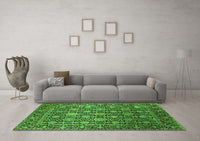 Machine Washable Oriental Green Industrial Rug, wshurb2461grn