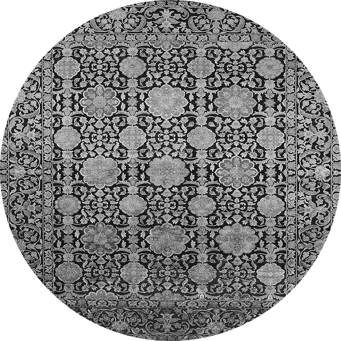 Round Oriental Gray Industrial Rug, urb2461gry