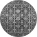 Round Oriental Gray Industrial Rug, urb2461gry