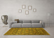 Machine Washable Oriental Yellow Industrial Rug in a Living Room, wshurb2461yw