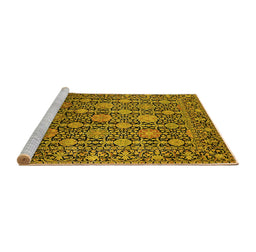 Sideview of Machine Washable Oriental Yellow Industrial Rug, wshurb2461yw
