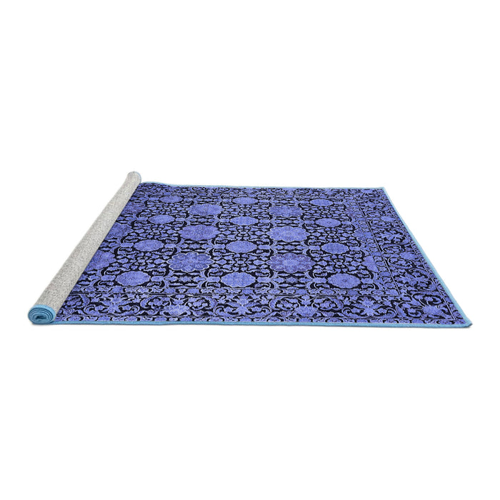 Sideview of Machine Washable Oriental Blue Industrial Rug, wshurb2461blu