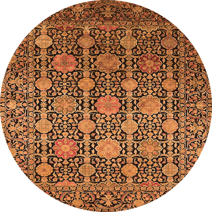 Round Oriental Orange Industrial Rug, urb2461org