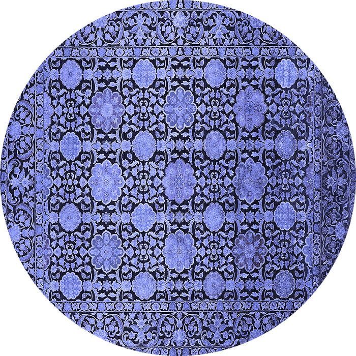Round Oriental Blue Industrial Rug, urb2461blu