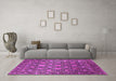 Machine Washable Oriental Pink Industrial Rug in a Living Room, wshurb2461pnk