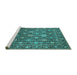 Sideview of Machine Washable Oriental Turquoise Industrial Area Rugs, wshurb2461turq