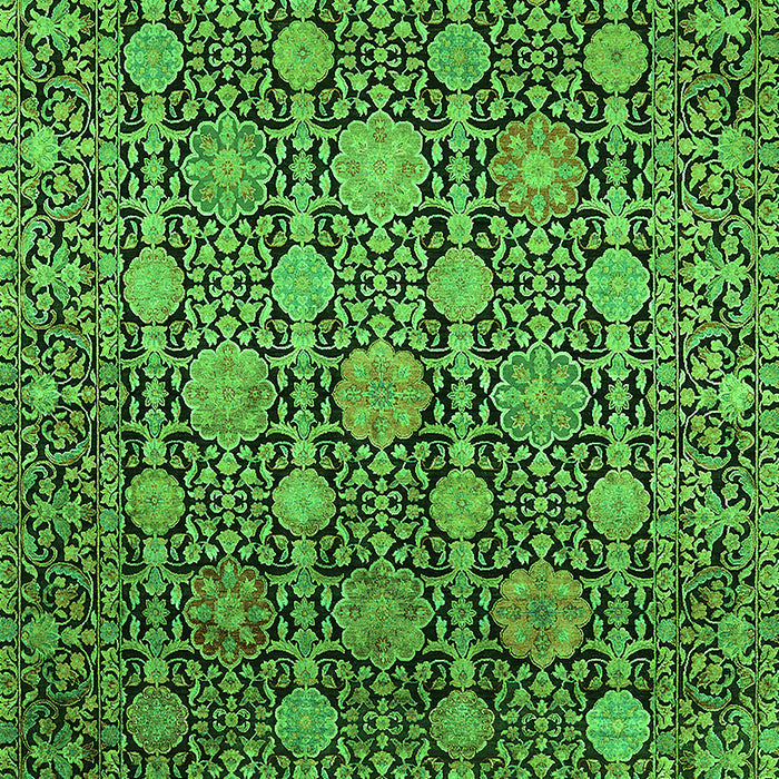 Machine Washable Oriental Green Industrial Area Rugs, wshurb2461grn