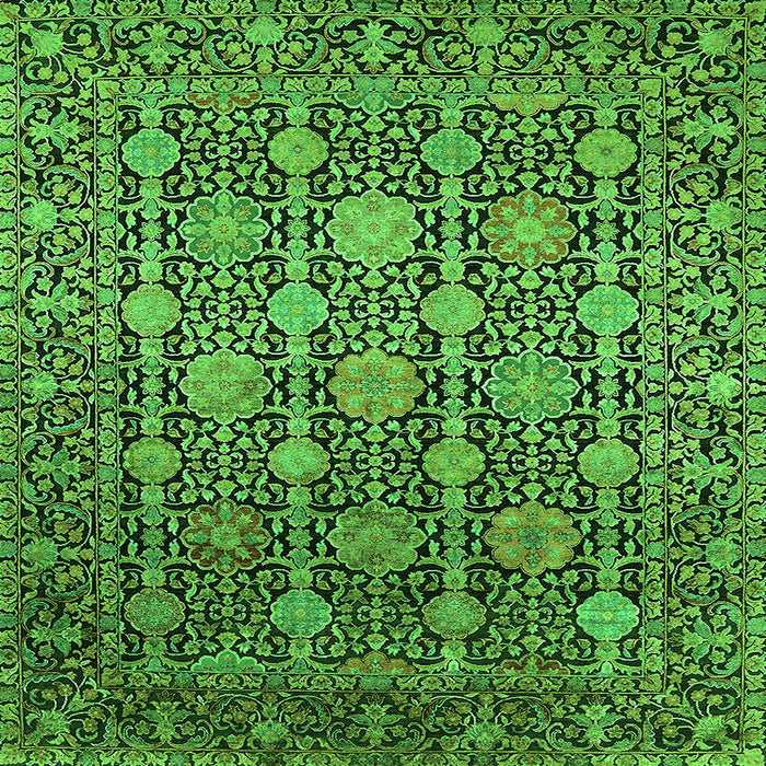 Square Machine Washable Oriental Green Industrial Area Rugs, wshurb2461grn