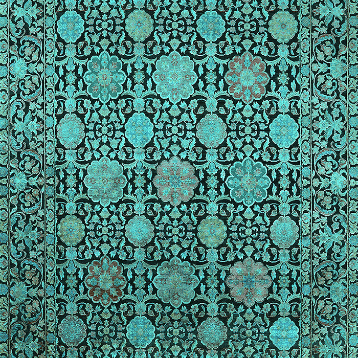 Machine Washable Oriental Turquoise Industrial Area Rugs, wshurb2461turq