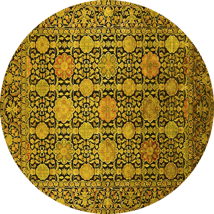 Round Oriental Yellow Industrial Rug, urb2461yw