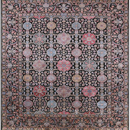 Square Mid-Century Modern Burgundy Brown Oriental Rug, urb2461