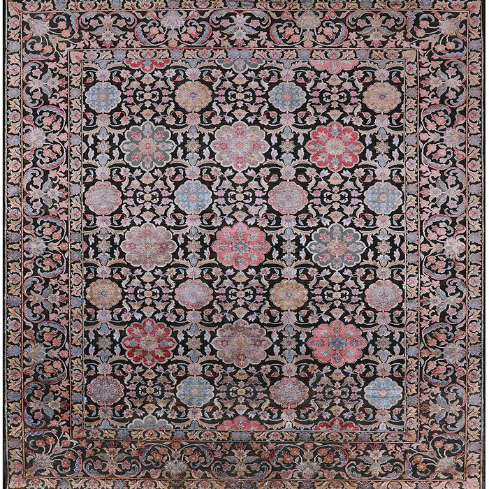 Square Mid-Century Modern Burgundy Brown Oriental Rug, urb2461