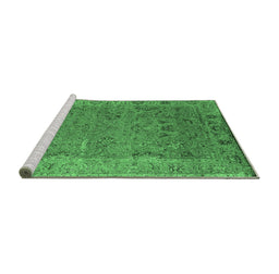 Sideview of Machine Washable Oriental Emerald Green Industrial Area Rugs, wshurb2462emgrn
