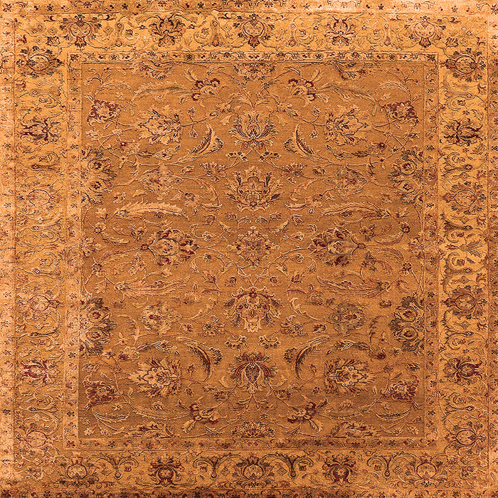 Square Machine Washable Oriental Orange Industrial Area Rugs, wshurb2462org