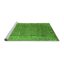 Sideview of Machine Washable Oriental Green Industrial Area Rugs, wshurb2462grn