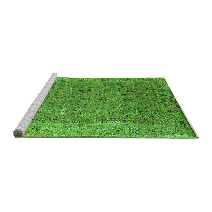 Sideview of Machine Washable Oriental Green Industrial Area Rugs, wshurb2462grn