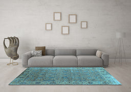 Machine Washable Oriental Light Blue Industrial Rug in a Living Room, wshurb2462lblu