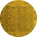 Round Oriental Yellow Industrial Rug, urb2462yw