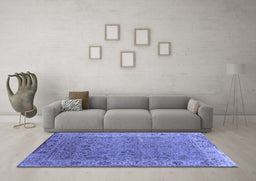 Machine Washable Oriental Blue Industrial Rug in a Living Room, wshurb2462blu