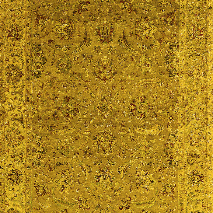 Machine Washable Oriental Yellow Industrial Rug, wshurb2462yw