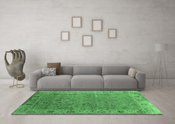 Machine Washable Oriental Emerald Green Industrial Area Rugs in a Living Room,, wshurb2462emgrn