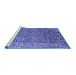 Sideview of Machine Washable Oriental Blue Industrial Rug, wshurb2462blu
