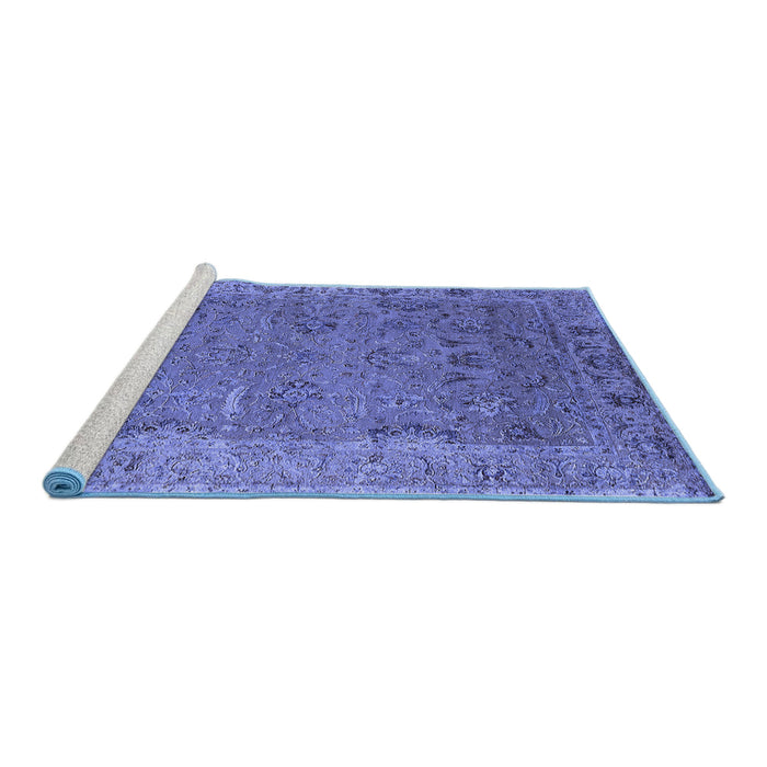 Sideview of Machine Washable Oriental Blue Industrial Rug, wshurb2462blu