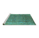 Sideview of Machine Washable Oriental Turquoise Industrial Area Rugs, wshurb2462turq