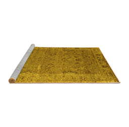 Sideview of Machine Washable Oriental Yellow Industrial Rug, wshurb2462yw