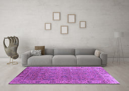Machine Washable Oriental Purple Industrial Area Rugs in a Living Room, wshurb2462pur