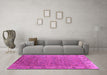 Machine Washable Oriental Pink Industrial Rug in a Living Room, wshurb2462pnk