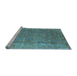 Sideview of Machine Washable Oriental Light Blue Industrial Rug, wshurb2462lblu
