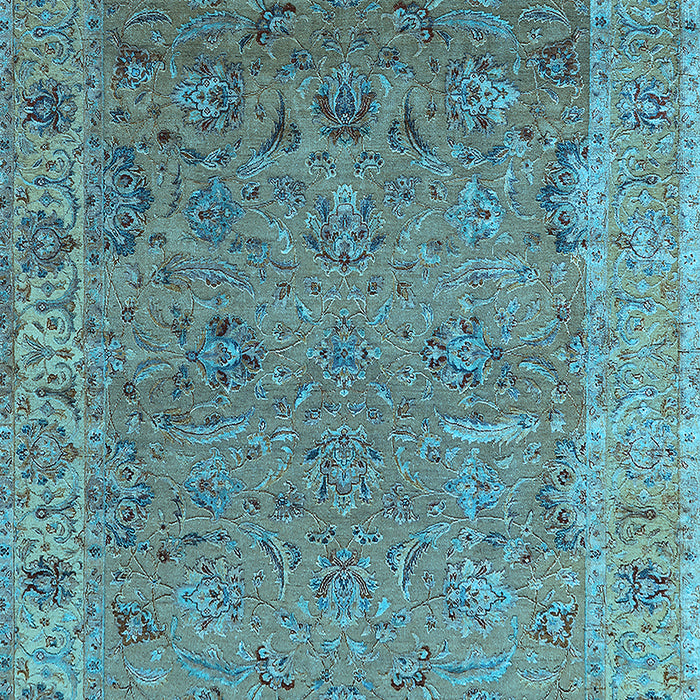 Machine Washable Oriental Light Blue Industrial Rug, wshurb2462lblu