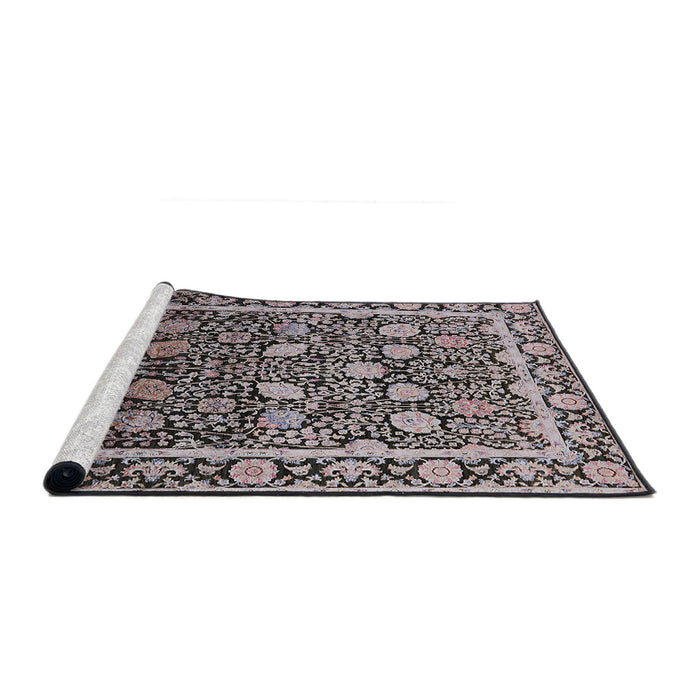 Sideview of Machine Washable Industrial Modern Silver Pink Rug, wshurb2463