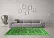 Machine Washable Oriental Green Industrial Area Rugs in a Living Room,, wshurb2463grn