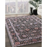 Mid-Century Modern Silver Pink Oriental Rug, urb2463