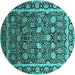 Round Oriental Turquoise Industrial Rug, urb2463turq