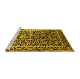 Sideview of Machine Washable Oriental Yellow Industrial Rug, wshurb2463yw