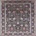 Square Mid-Century Modern Silver Pink Oriental Rug, urb2463