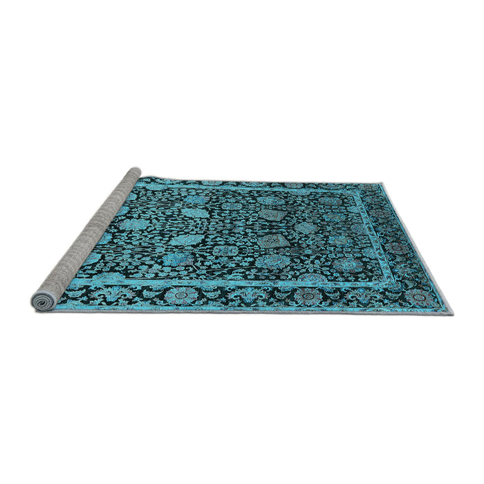Sideview of Machine Washable Oriental Light Blue Industrial Rug, wshurb2463lblu