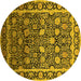 Round Machine Washable Oriental Yellow Industrial Rug, wshurb2463yw