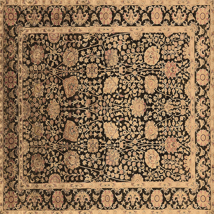 Square Machine Washable Oriental Brown Industrial Rug, wshurb2463brn