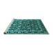 Sideview of Machine Washable Oriental Turquoise Industrial Area Rugs, wshurb2463turq