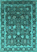 Machine Washable Oriental Turquoise Industrial Area Rugs, wshurb2463turq